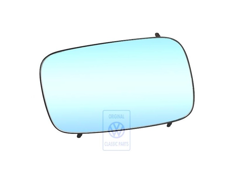 Original VW Mirror Glass (Flat) With Plate - 358857522B