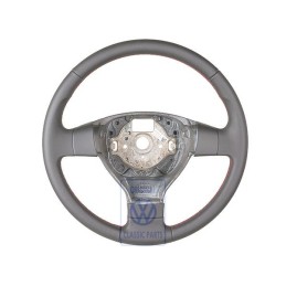Original VW Steering Wheel (Leather) Satin Black/Flash Red - 3C0419091AGZQM