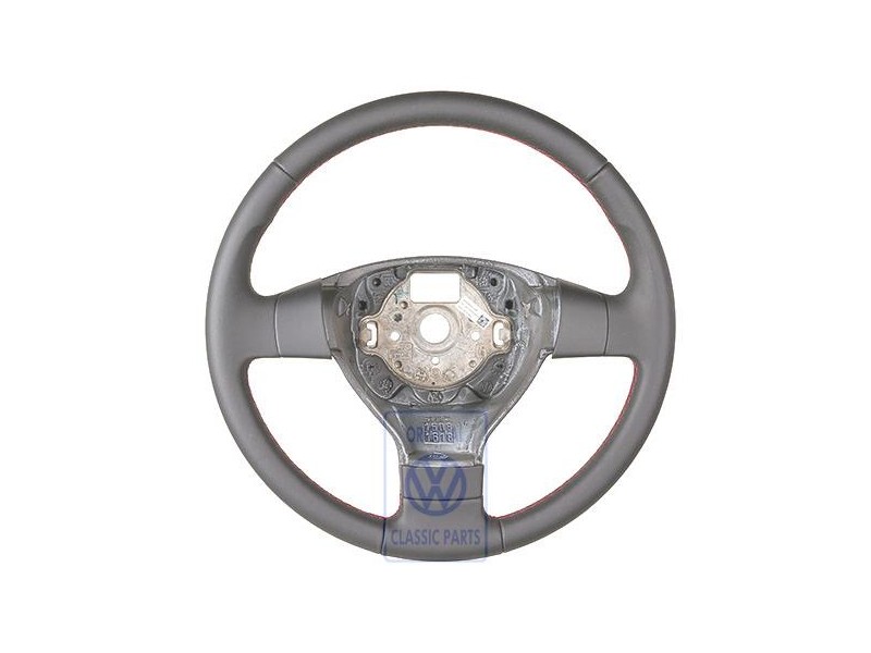 Original VW Steering Wheel (Leather) Satin Black/Flash Red - 3C0419091AGZQM