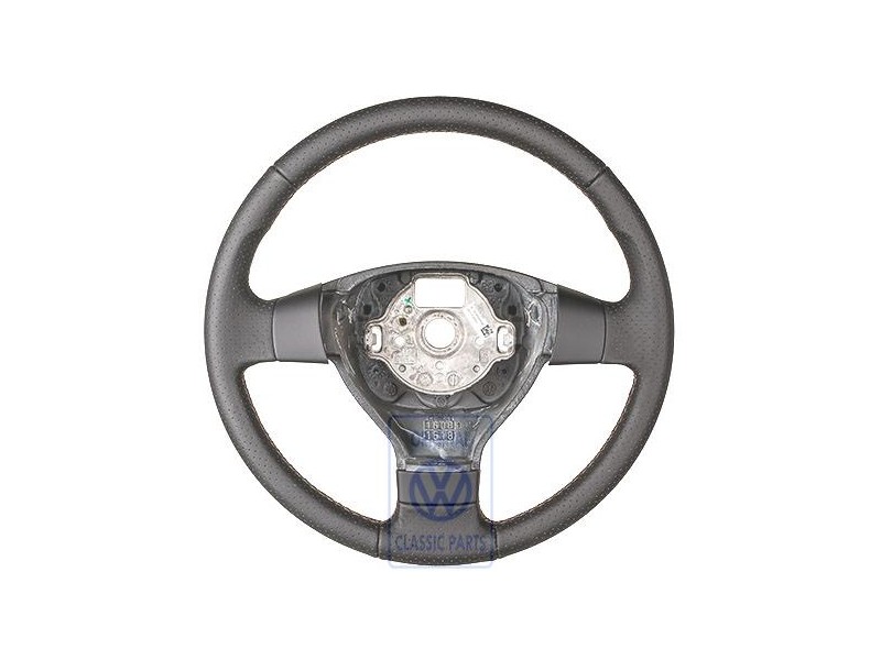 Original VW Steering Wheel (Leather) Black/Teak/Black - 3C0419091AKWDE