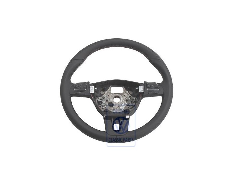 Original VW Mult.Steering Wheel (Leather) Black/Nougat - 3C8419091ALBFB