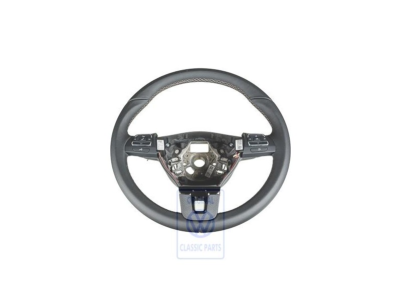 Original VW Mult.Steering Wheel (Leather) Black/Nougat - 3C8419091AMBFB