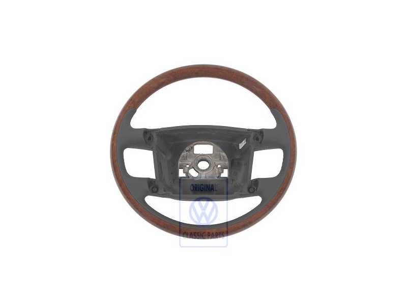 Original VW Steering Wheel (Wood/Leather) Anthracite/Nut Brown - 3D0419091ABMCC