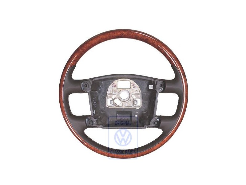 Original VW Steering Wheel (Wood/Leather) Natural Brown/Walnut - 3D0419091ABNKN