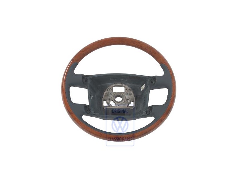 Original VW Steering Wheel (Wood/Leather) Navy Blue/Eucalyptus - 3D0419091ABQSD