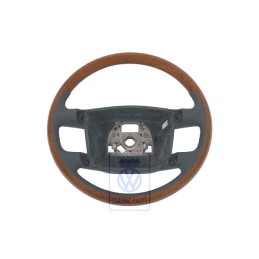 Original VW Steering Wheel (Wood/Leather) Navy Blue/Eucalyptus - 3D0419091ABZUD