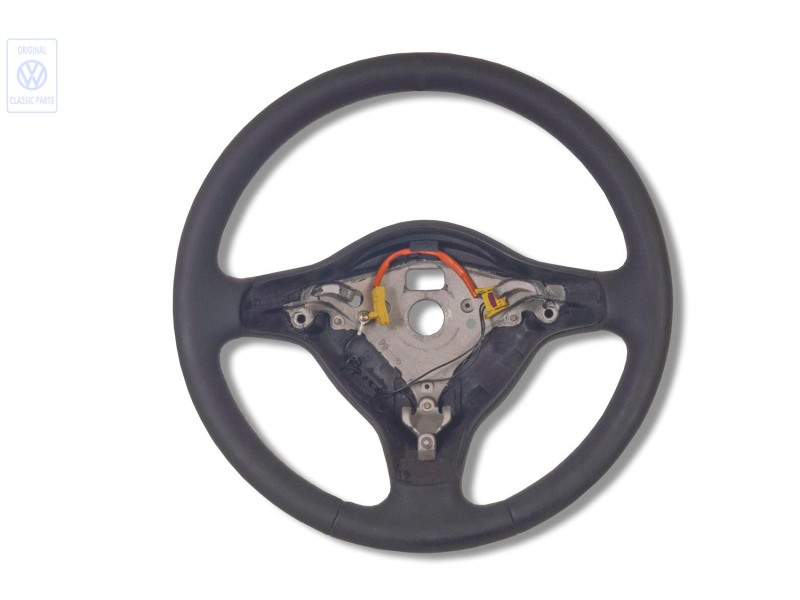 Original VW Steering Wheel (Leather) Black/Orbitblue - 6N0419091L HCC