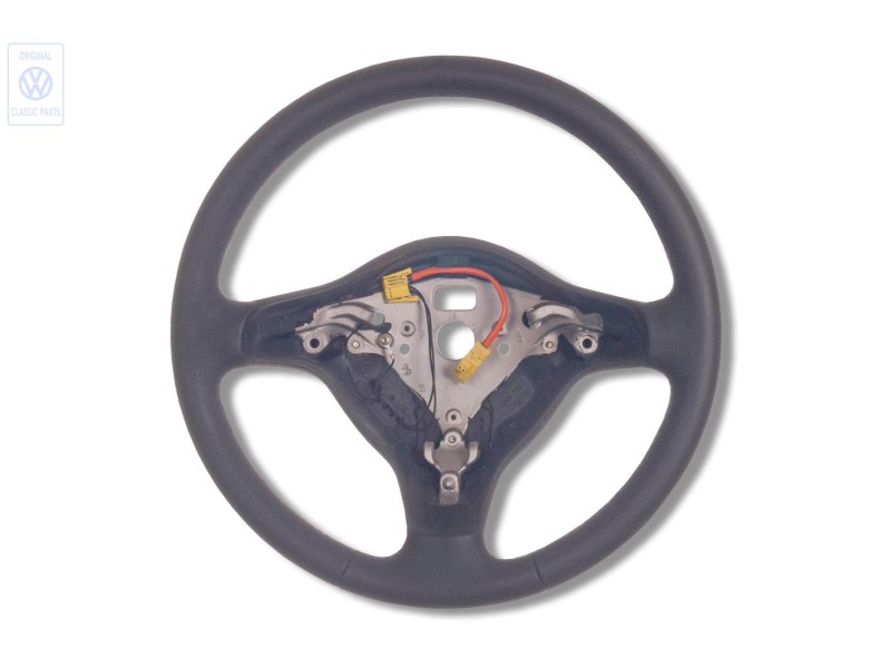 Original VW Steering Wheel (Leather) Black/Green - 6N0419091L KNJ