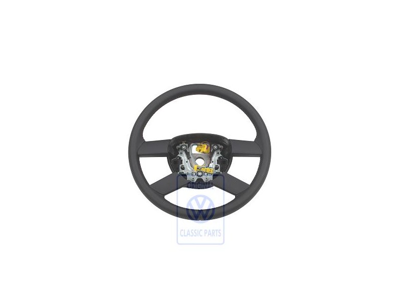 Original VW Steering Wheel (Leather) Black/Orbitblue - 6Q0419091M HCC