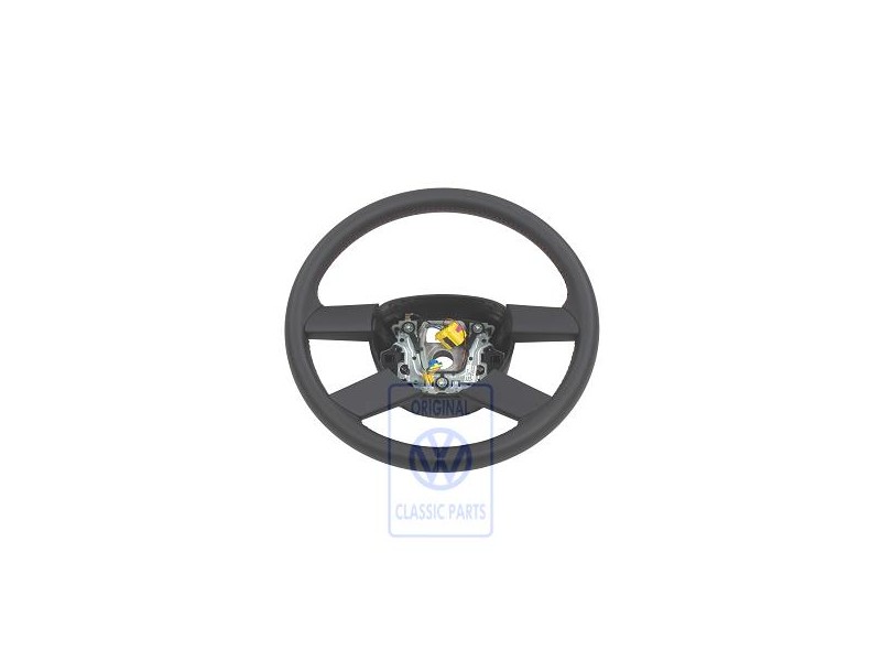 Original VW Steering Wheel (Leather) Black/Red - 6Q0419091M HYL