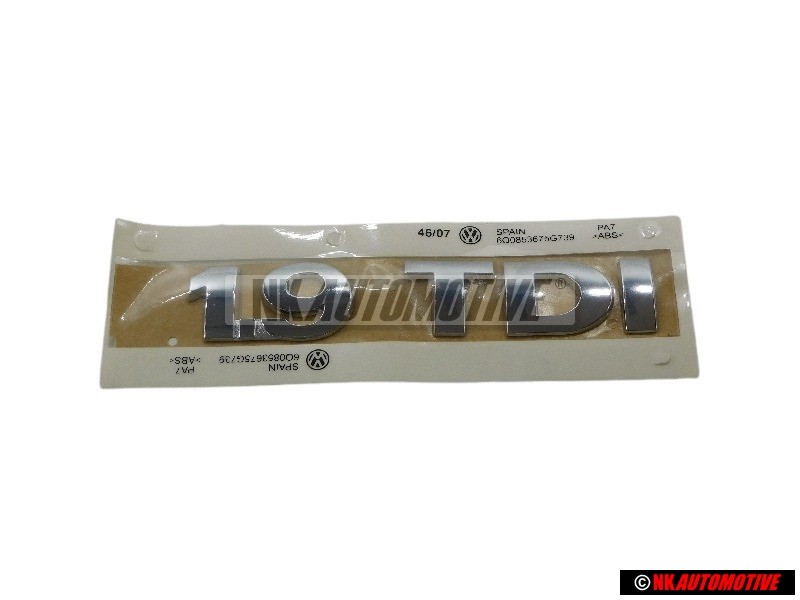 Original VW 1.9 TDI Rear Boot Badge Emblem Chrome - 6Q0853675G 739