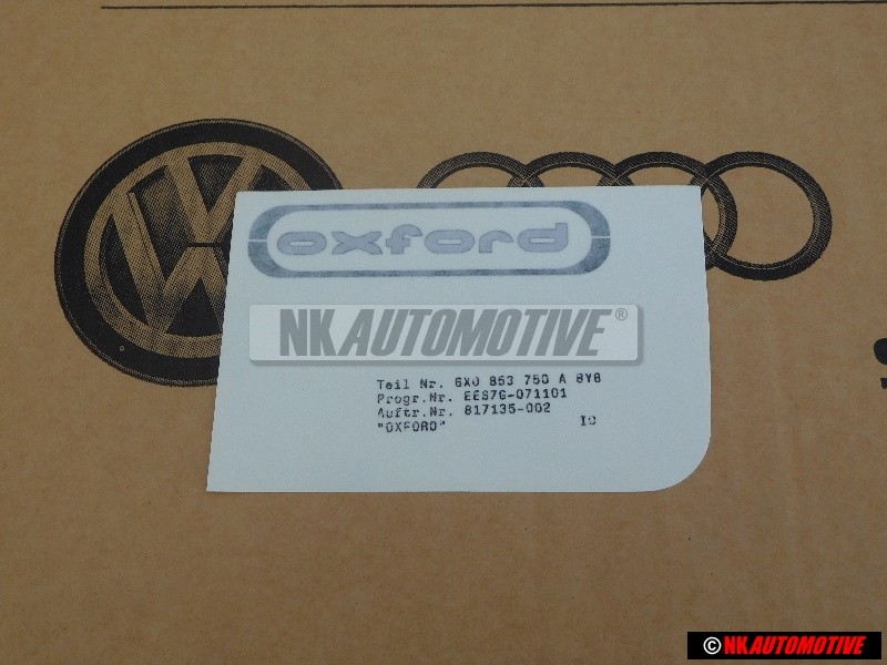 Original VW Inscription Anthracite/Silver - 6X0853750A 8Y8