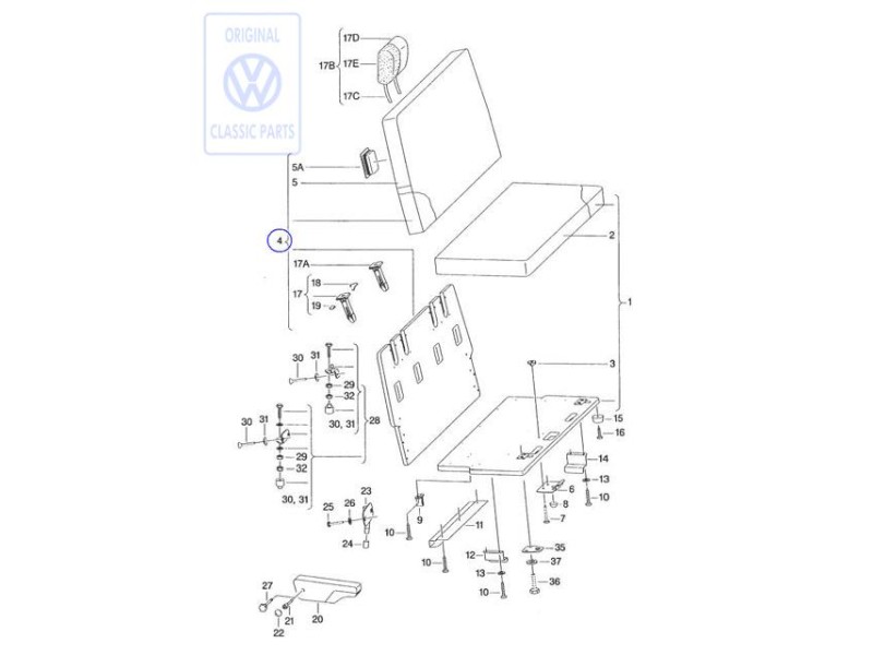 Original VW Backrest Cushion With Cover - 701070222A