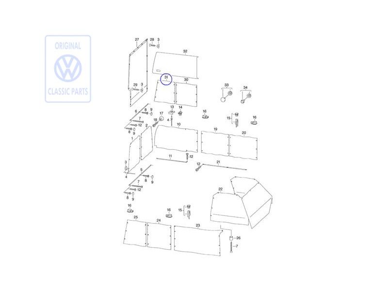 Original VW Curtain For Side Window - 701070407A