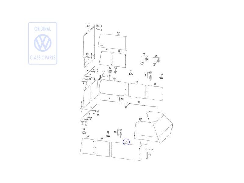 Original VW Curtain For Side Window - 701070411B
