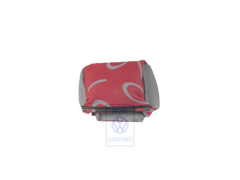 Original VW Head Restraint Cover (Cloth) Flannel Grey/Red - 7D0881921N HQS