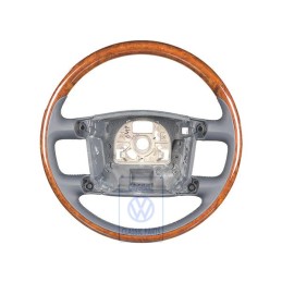 Original VW Steering Wheel (Wood/Leather) Navy Blue/Sioux - 7L6419091T ZXT