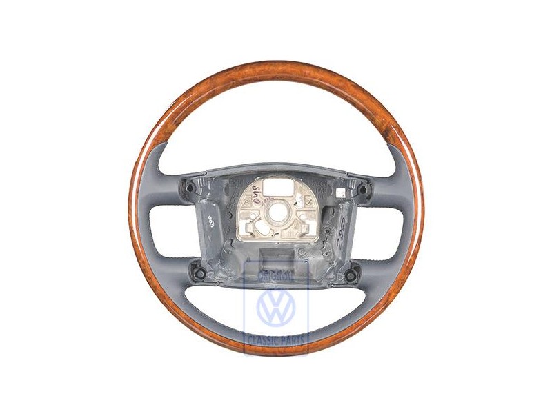 Original VW Steering Wheel (Wood/Leather) Navy Blue/Sioux - 7L6419091T ZXT