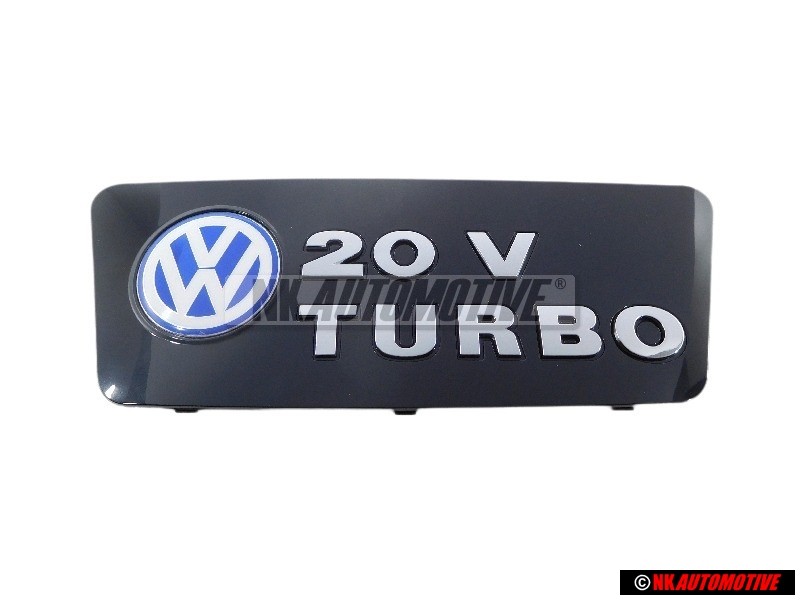 Original VW 20V TURBO Engine Cover Badge Emblem Black Chrome - 7M3103932