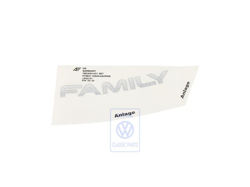 Original VW Film Lettering Dark Grey - 7M3854431 3E7