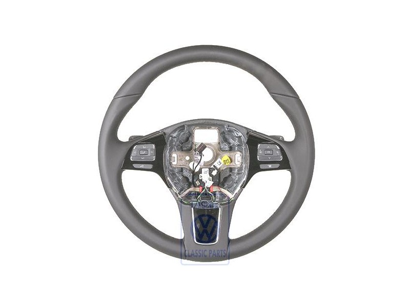 Original VW Mult.Steering Wheel (Leather) Black/Amber Brown - 7P6419091C ADJ