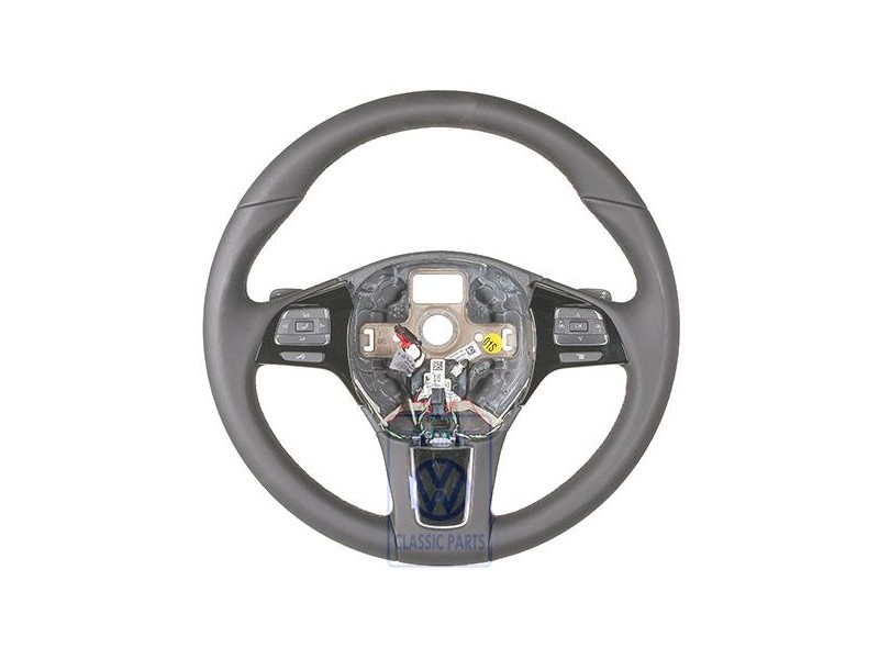 Original VW Mult.Steering Wheel (Leather) Black/Amber Brown - 7P6419091T ADJ