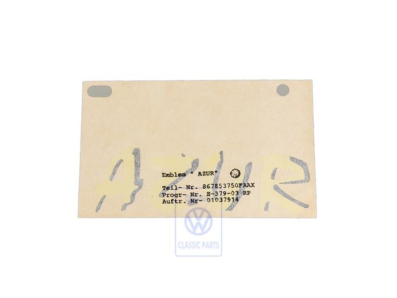 Original VW Film Lettering Yellow/Satin Black - 867853750F AAX