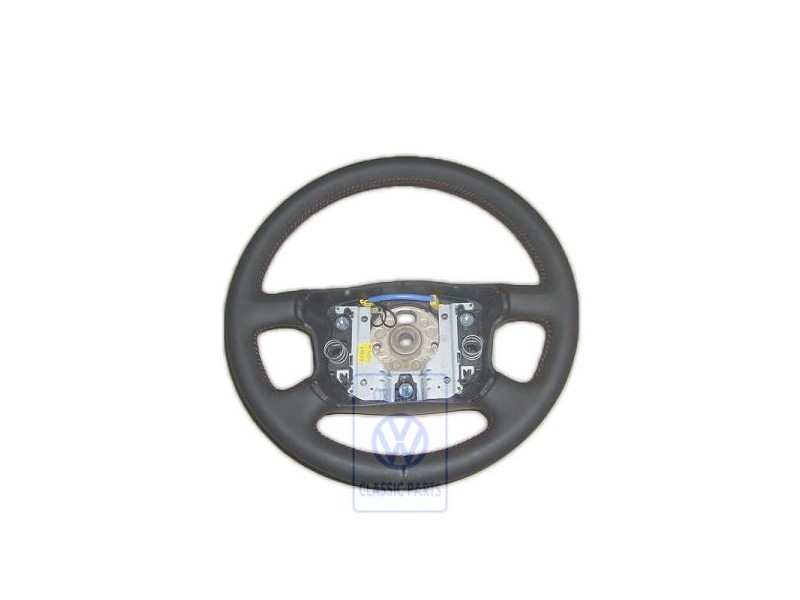 Original VW Steering Wheel Leather Black/Red - 7D0419091AAPEP