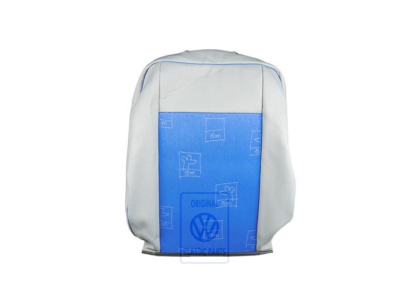 Original VW Backrest Cover Fabric Flannel Grey/Blue - 7D0881805BFPAH