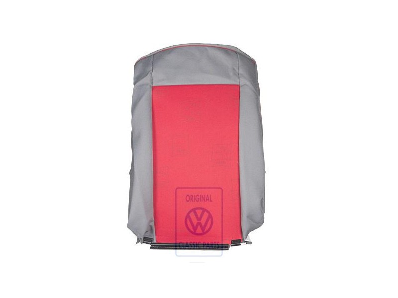 Original VW Backrest Cover Fabric Flannel Grey/Red - 7D0883455BFPAN