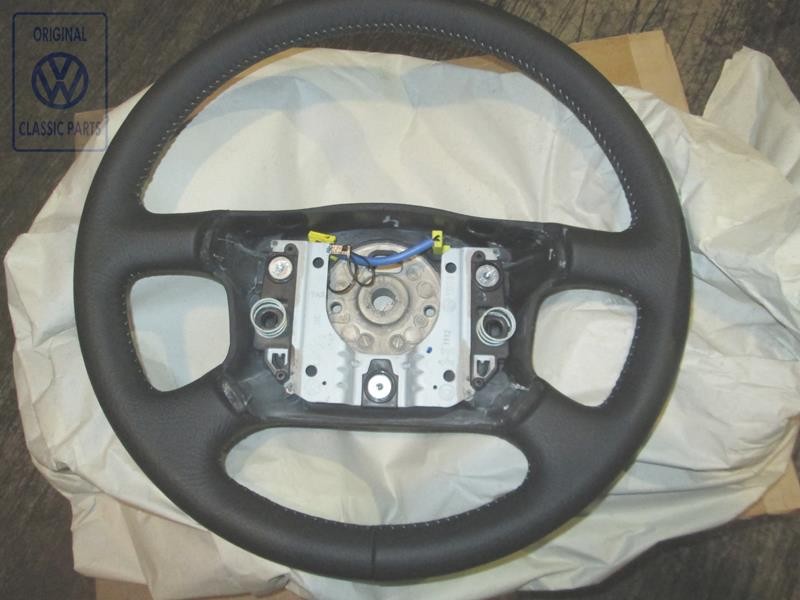 Original VW Steering Wheel Leather Black/Flannel Grey - 7D0419091Q KMY