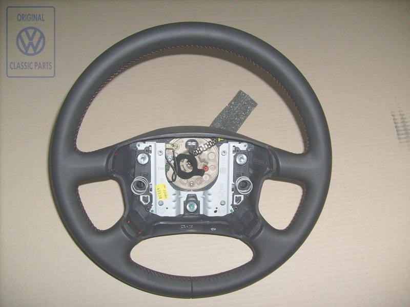 Original VW Steering Wheel Leather Black/Red - 7D0419091T PEP