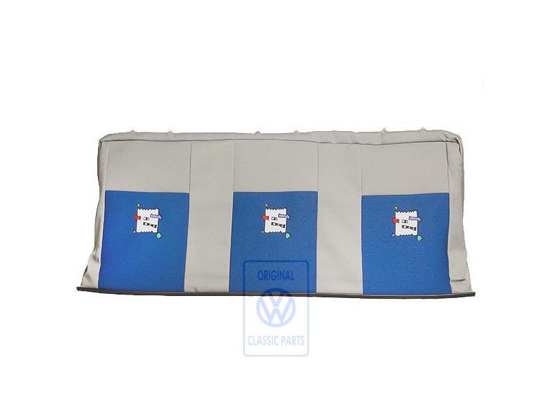Original VW Backrest Cover Fabric Flannel Grey/Blue - 7D0885805S HRD