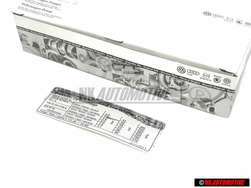 Original VW Warning Sticker Decal Cold Tire Inflation Pressure - 251010015T