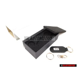 Original VW R32 Leather Keychain Keyring Key Fob Black - 1J0860357