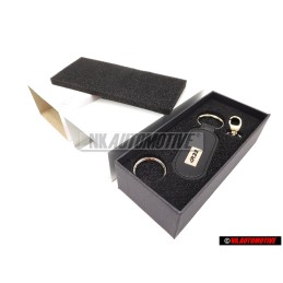 Original VW R32 Leather Keychain Keyring Key Fob Black - 1J0860357