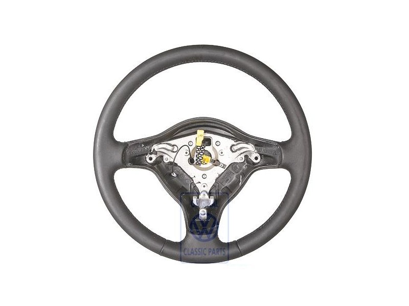 Original VW Steering Wheel Leather Black/Orbitblue - 6X0419091G HCC