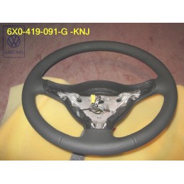 Original VW Steering Wheel Leather Black/Green - 6X0419091G KNJ
