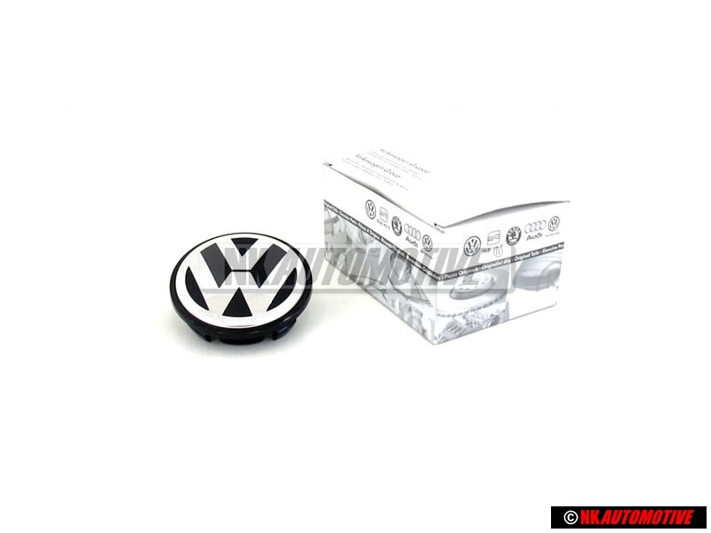 Original VW Alloy Wheel Centre Cap Satin Black High Chrome 65mm - 3B7601171 XRW