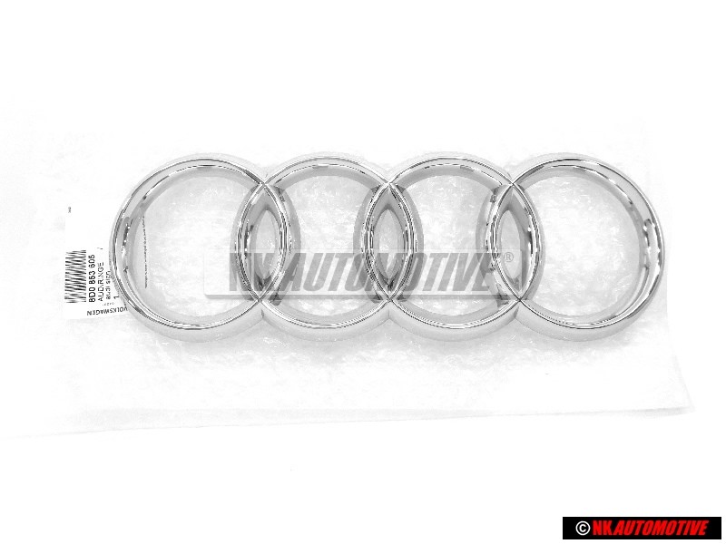 Original Audi Rings Front Grill Badge Emblem Chrome - 8D0853605