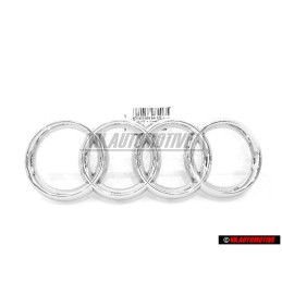Original Audi Rings Front Grill Badge Emblem Chrome - 4E0853605AA2ZZ