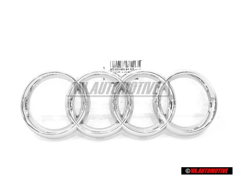 Original Audi Rings Front Grill Badge Emblem Chrome - 4E0853605AA2ZZ