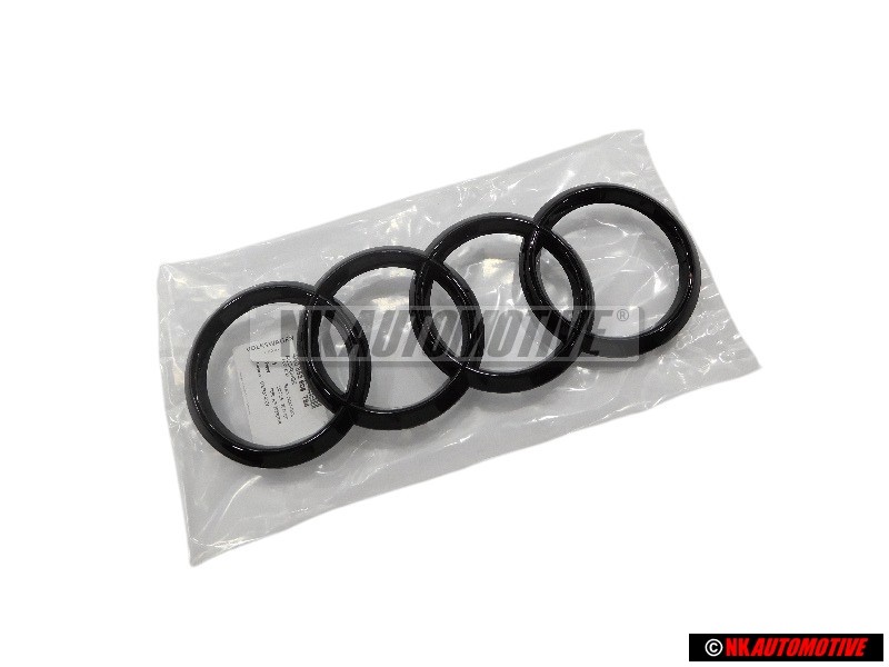 Original Audi Rings Front Grill Badge Emblem Black Glossy - 4N0853605 T94
