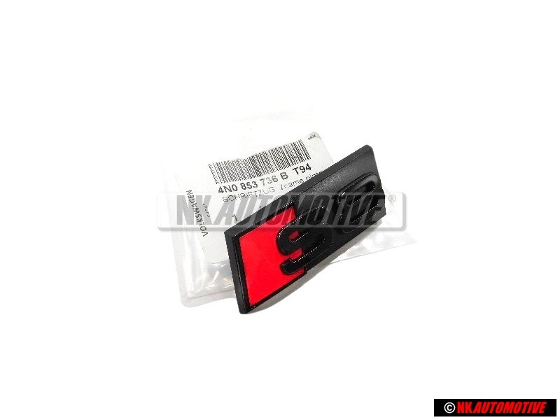 Original Audi S8 Front Grill Badge Emblem Black Red - 4N0853736B T94