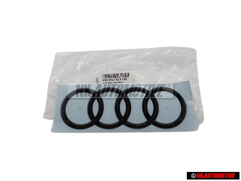 Original Audi Rings Rear Boot Badge Emblem Black Glossy - 4N0853742A T94