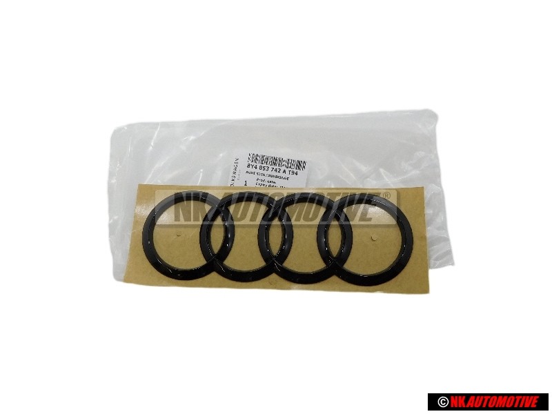Original Audi Rings Rear Boot Badge Emblem Black Glossy - 8Y4853742A T94