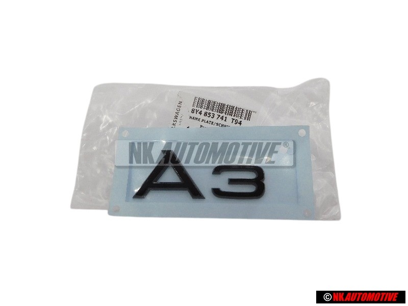 Original Audi A3 Rear Boot Badge Emblem Black - 8Y4853741 T94