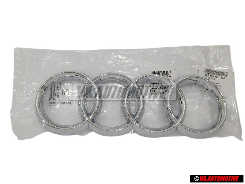Original Audi Rings Front Grill Badge Emblem Chrome - 4L0853601 2ZZ