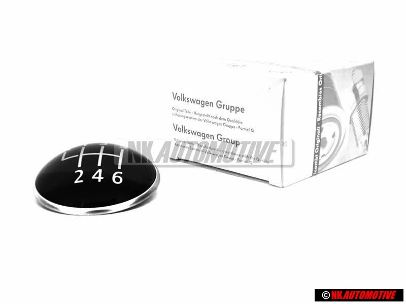 Original VW 6 Speed Gear Shift Knob Emblem Badge Chrome Black - 1K0711144A