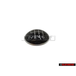 Original VW 6 Speed Gear Shift Knob Emblem Badge Chrome Black - 1K0711144A